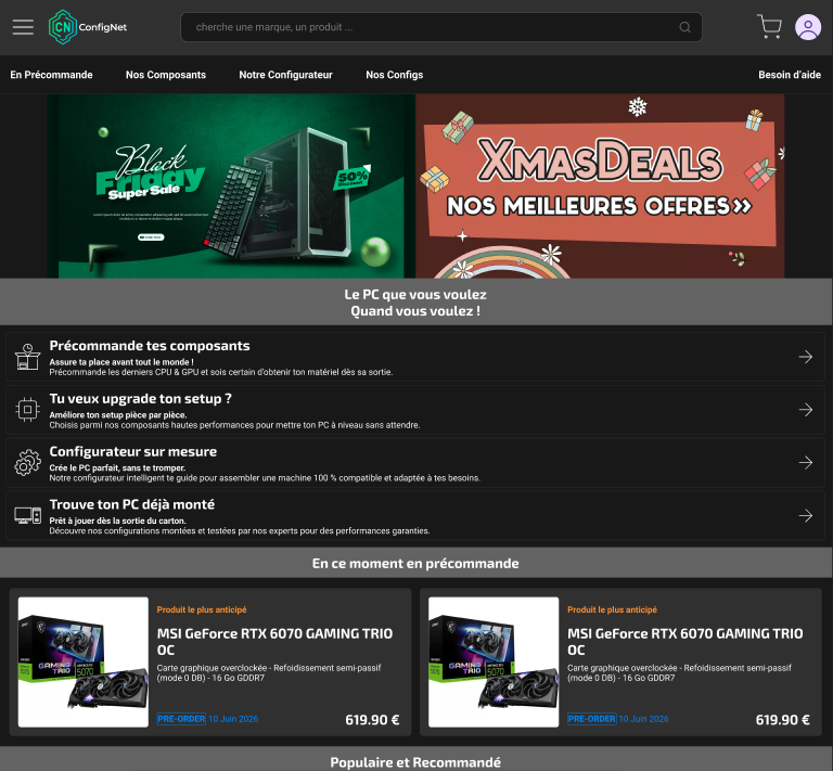 Apercu du projet e-commerce informatique